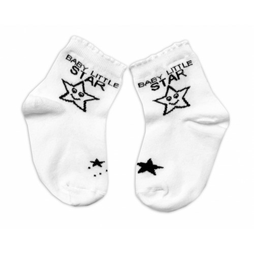Baby Nellys Bavlnené ponožky Baby Little Star - biele, veľ. 122/128