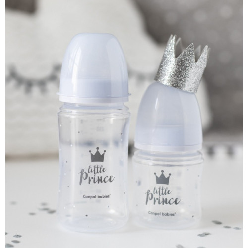 Darčeková sada Little Prince Canpol Babies 0–6m – fľaša, cumlíky, retiazka + taška zadarmo
