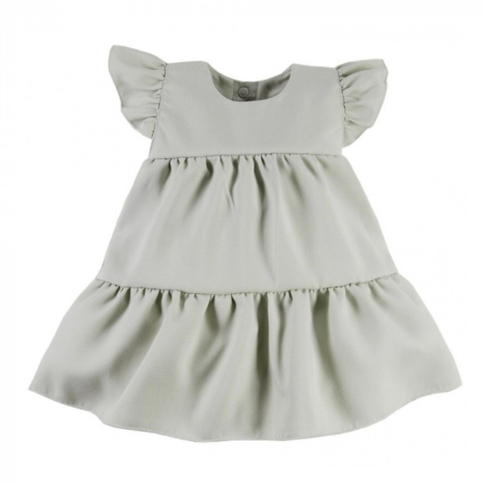 EEVI Dievčenské šaty s volánikmi Nature - khaki, veľ. 74
