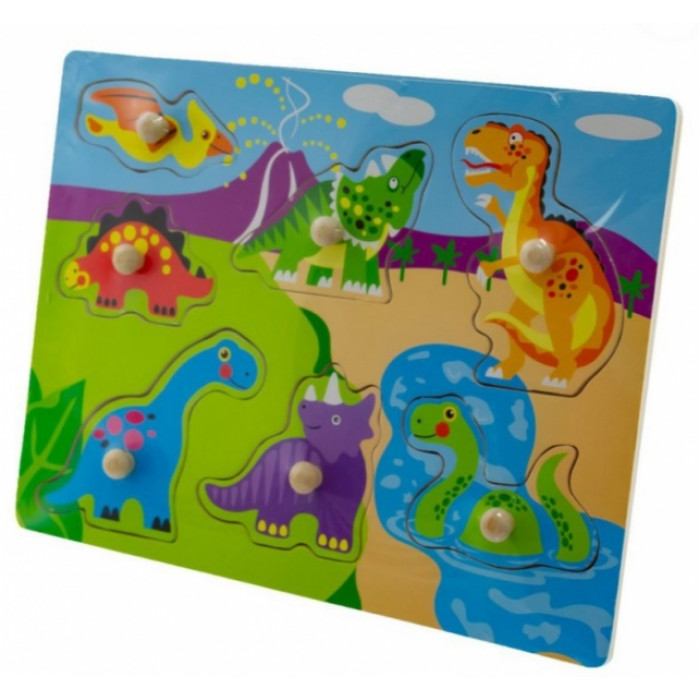 Tulimi Drevené zábavné puzzle vkladacie - Dinosaury Tulimi Drevené zábavné puzzle vkladacie - Dinosaury