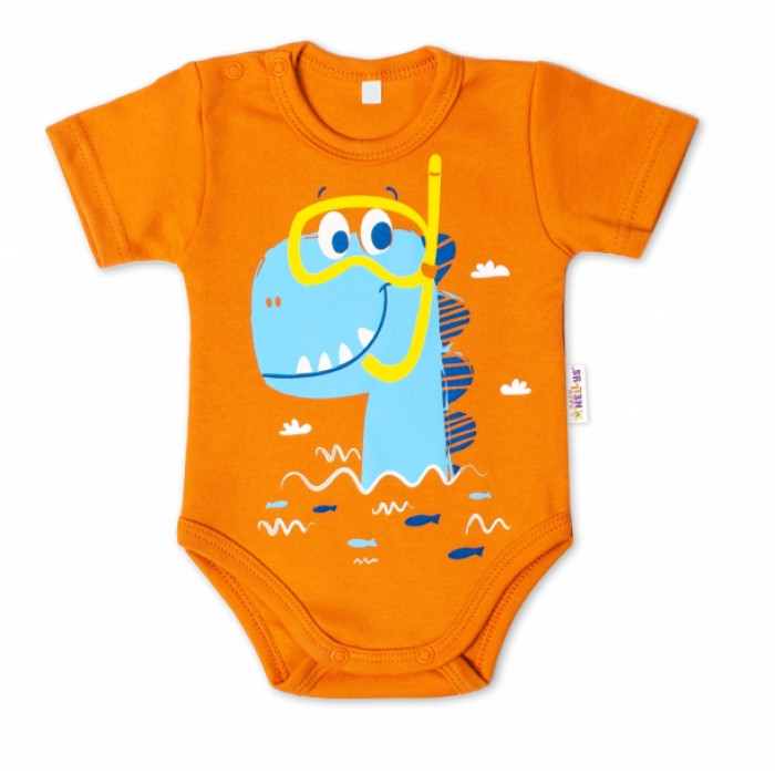Baby Nellys Bavlnené dojčenské body, kr. rukáv, Drak Eda - tehlová, veľ. 62 Baby Nellys Bavlnené dojčenské body, kr. rukáv, Drak Eda - tehlová, veľ. 62