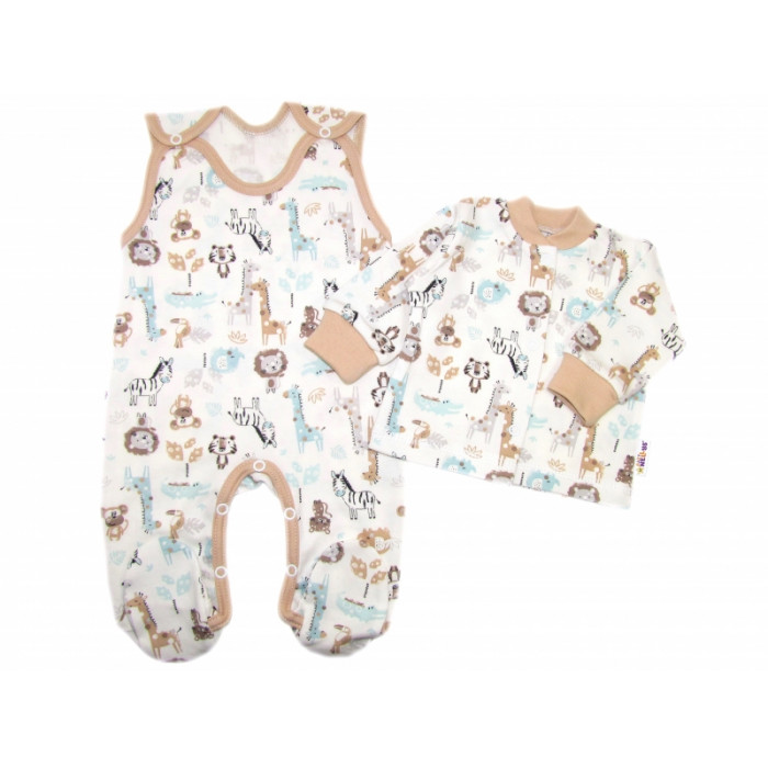 Baby Nellys 2-dielna sada, bavlnené dupačky s košieľkou Safari cream, veľ. 62 Baby Nellys 2-dielna sada, bavlnené dupačky s košieľkou Safari cream, veľ. 62