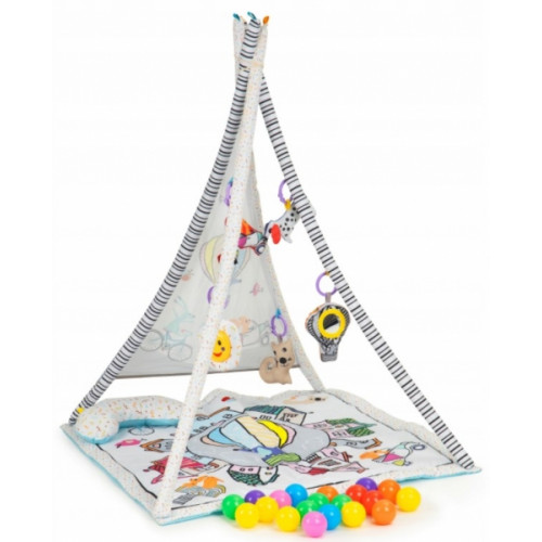 ECO TOYS Vzdelávacia deka 3v1 Týpí s loptičkami