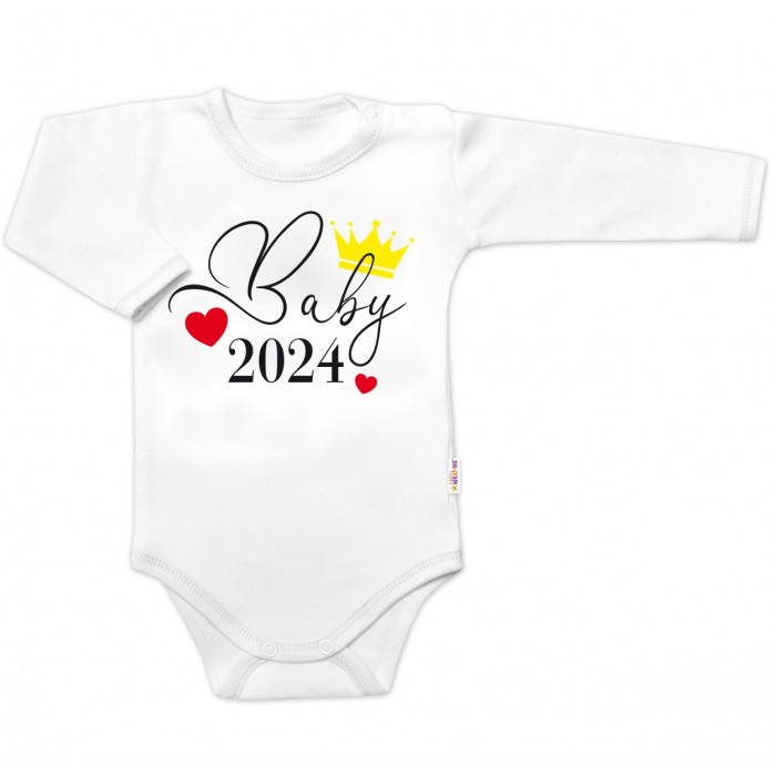 Body dlhý rukáv Baby 2024, Baby Nellys, biele, veľ. 74