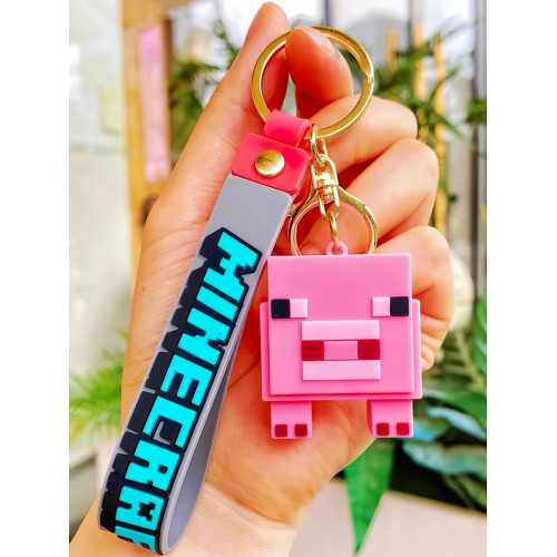 Detská kľúčenka Minecraft Prasa s pútkom a karabínou