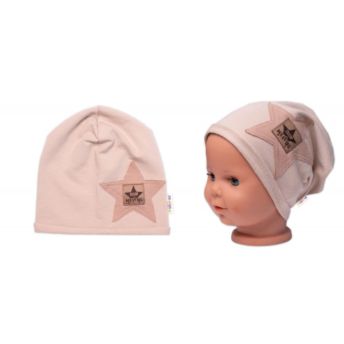 Detská čiapka bavlna, Baby Star, Baby Nellys, béžová, veľ. 92/98
