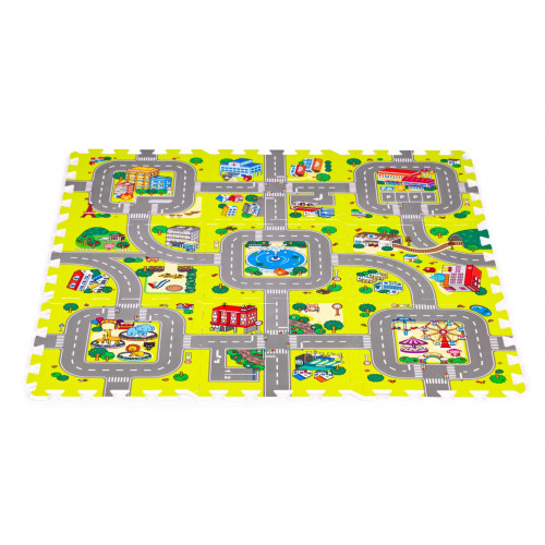 Penové puzzle, podložka - Mesto, 9 dielov