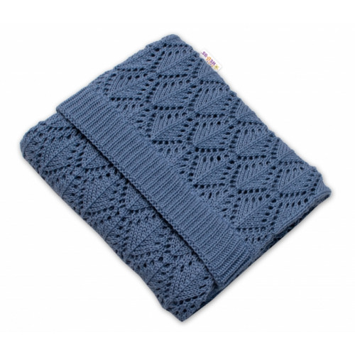 Luxusná bavlnená háčkovaná deka, dečka LOVE, 75x95cm - jeans