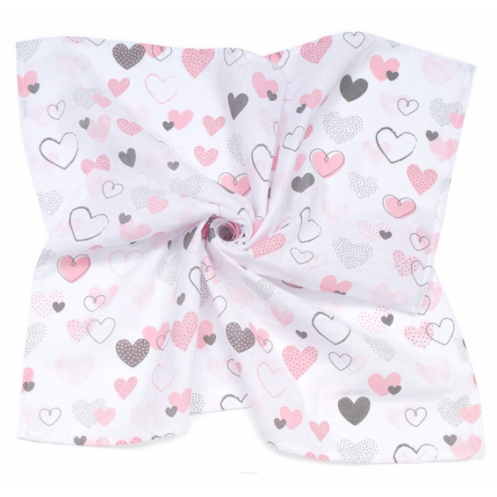 Mušelínová zavinovacia deka/plienka + mini plienka Srdiečko, pastel Mušelínová zavinovacia deka/plienka + mini plienka Srdiečko, pastel