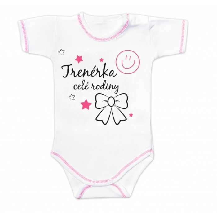 Body krátky rukáv s vtipným textom Baby Nellys, Trenérka celé rodiny, veľ. 86 Body krátky rukáv s vtipným textom Baby Nellys, Trenérka celé rodiny, veľ. 86