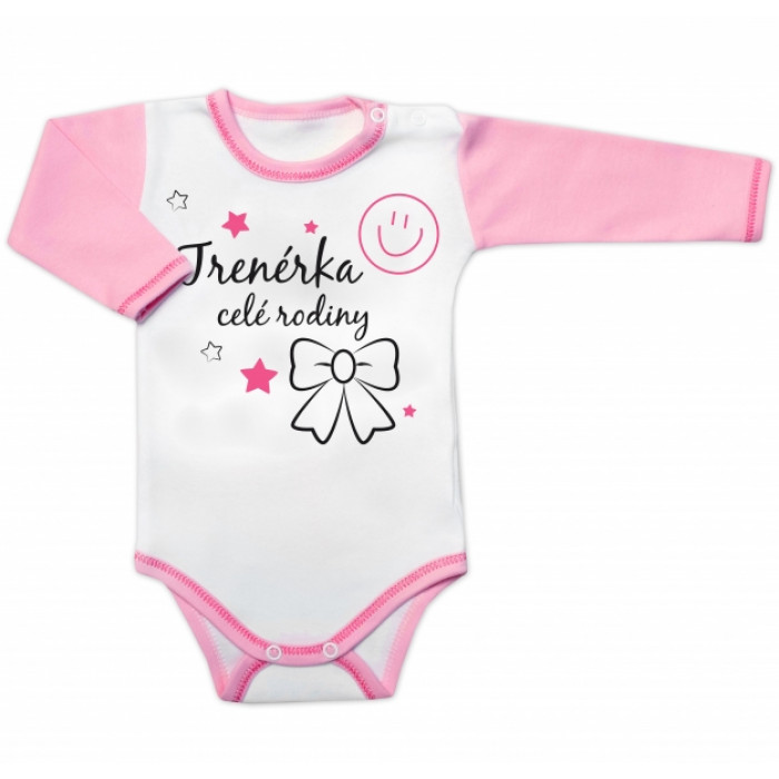 Body dlhý rukáv s vtipným textom Baby Nellys, Trenérka celé rodiny, veľ. 74 Body dlhý rukáv s vtipným textom Baby Nellys, Trenérka celé rodiny, veľ. 74