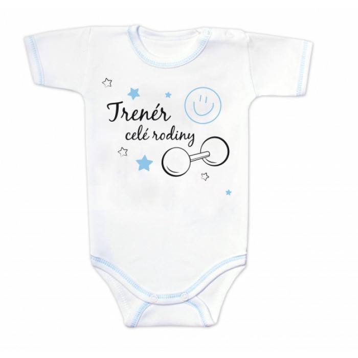 Body krátky rukáv s vtipným textom Baby Nellys, Trenér celé rodiny, veľ. 86 Body krátky rukáv s vtipným textom Baby Nellys, Trenér celé rodiny, veľ. 86