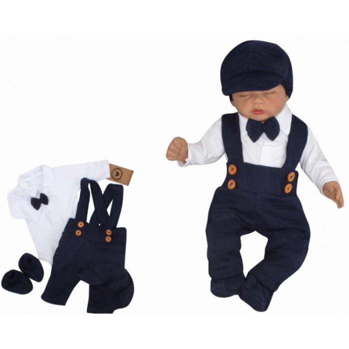Z&Z 5-dielna pletená sada Boy, body, nohavice, čiapočka motýlik, topánočky, granát Z&Z 5-dielna pletená sada Boy, body, nohavice, čiapočka motýlik, topánočky, granát