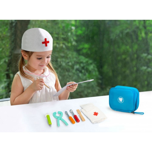 Eco Toys 7-dielna drevená zubárska sada s taškou