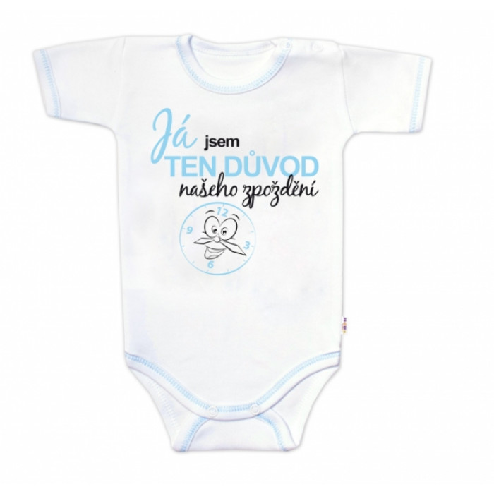 Body kr.rukáv s vtip. textom Baby Nellys, Já jsem TEN DŮVOD našeho zpoždění,vel.74, chalan Body kr.rukáv s vtip. textom Baby Nellys, Já jsem TEN DŮVOD našeho zpoždění,vel.74, chalan