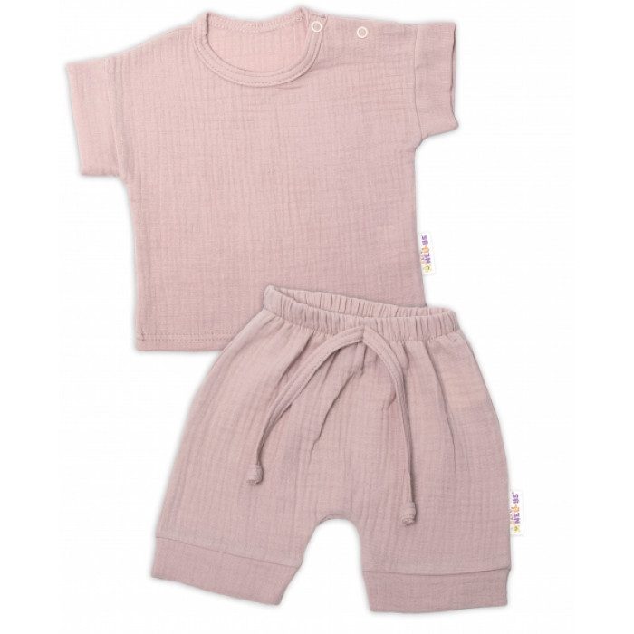 Baby Nellys 2-dielna mušelínová súpravička, tričko + kraťasky BOY, béžová, veľ. 62 Baby Nellys 2-dielna mušelínová súpravička, tričko + kraťasky BOY, béžová, veľ. 62