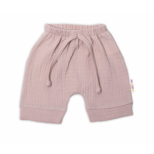 Baby Nellys 2-dielna mušelínová súpravička, tričko + kraťasky BOY, béžová, veľ. 62