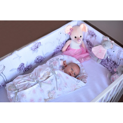 Baby Nellys Klasická retro zavinovačka LALLY šnurovacia s výplňou, Sny Jednorožca, biely