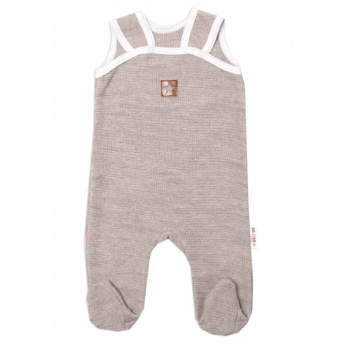 Baby Nellys 2-dielna súpravička Star, body dl. rukáv + pletené dupačky, béžové, veľ. 62