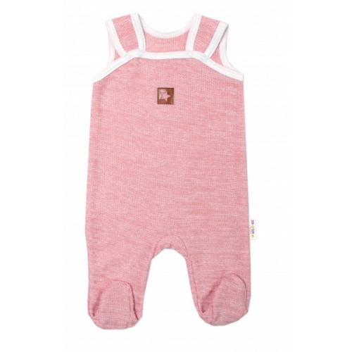 Baby Nellys 2-dielna súpravička Star, body dl. rukáv + pletené dupačky, růžové, veľ. 62