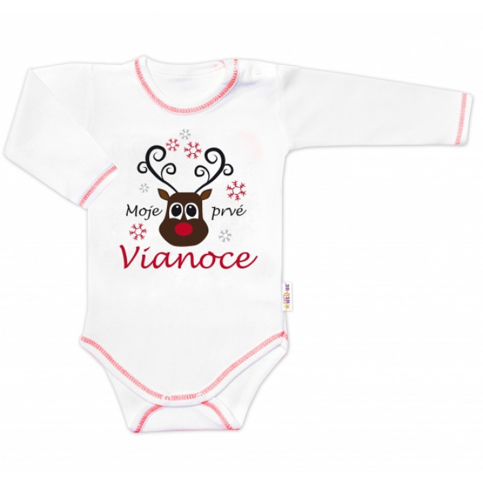 Baby Nellys Body dlhý rukáv Moje prvé Vianoce, Sob, biele, veľ. 86 Baby Nellys Body dlhý rukáv Moje prvé Vianoce, Sob, biele, veľ. 86