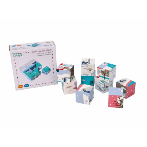 Adam Toys Drevené náučné kocky Antarktída - 9 ks