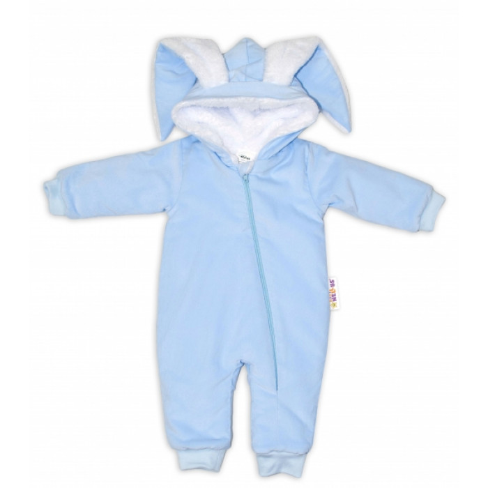Baby Nellys Menčestrová kombinézka /overal s kožušinkou Cute Bunny - modrá Baby Nellys Menčestrová kombinézka /overal s kožušinkou Cute Bunny - modrá