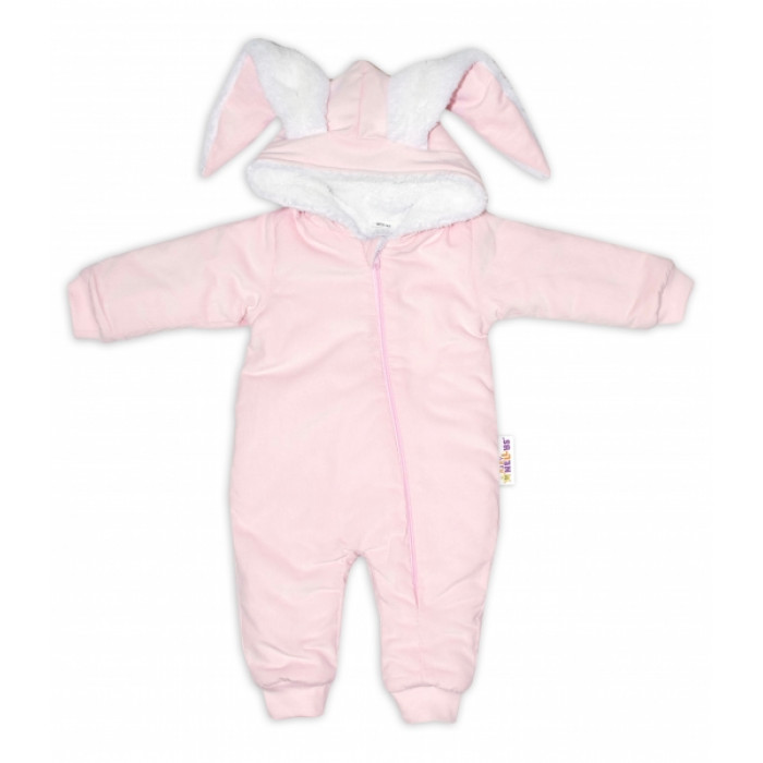 Baby Nellys Menčestrová kombinézka /overal s kožušinkou Cute Bunny - ružová, veľ. 68/74 Baby Nellys Menčestrová kombinézka /overal s kožušinkou Cute Bunny - ružová, veľ. 68/74
