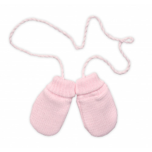Baby Nellys Pletená čiapka so šálom a rukavičky 3v1, STAR - sv. růžová, 68/74