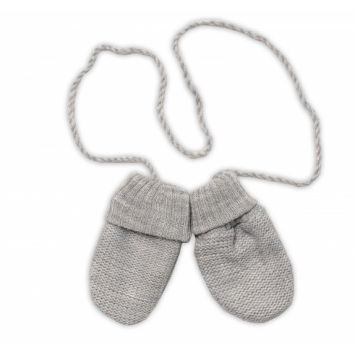 Baby Nellys Pletená čiapka so šálom a rukavičky 3v1, STAR - šedá, 68/74