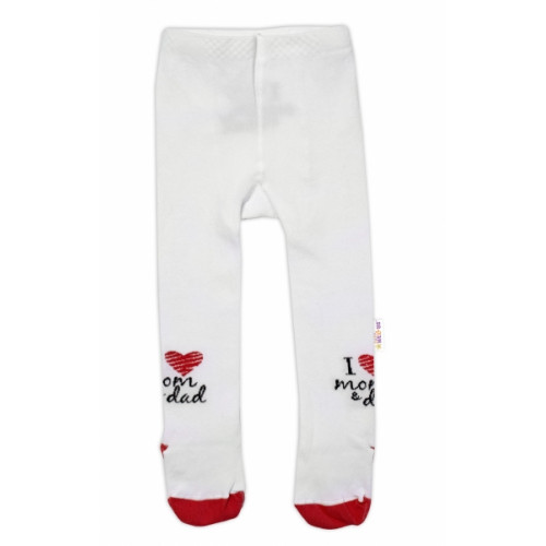 Baby Nellys Bavlnené pančucháče I love mom & dad - červené