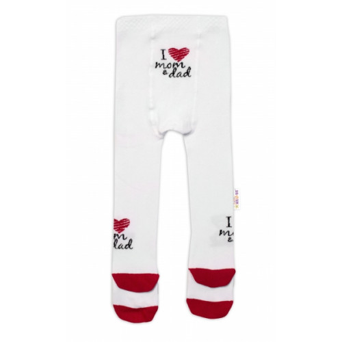 Baby Nellys Bavlnené pančucháče I love mom & dad - červené