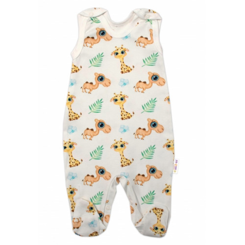 Baby Nellys 2-dielna sada bavlnené dupačky s košieľkou, Camels baby - krémová