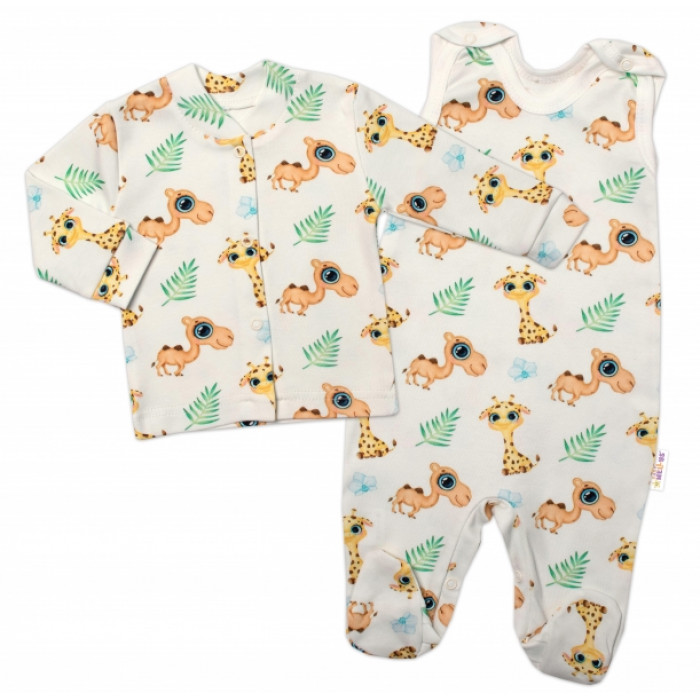 Baby Nellys 2-dielna sada bavlnené dupačky s košieľkou, Camels baby - krémová, veľ. 62 Baby Nellys 2-dielna sada bavlnené dupačky s košieľkou, Camels baby - krémová, veľ. 62