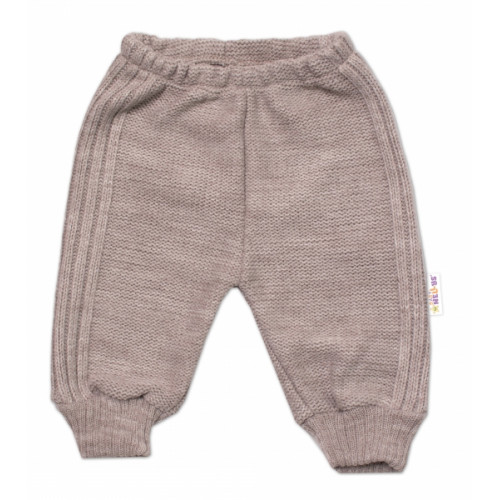 5-dielna pletená sada Baby Nellys - Boy, body, nohavice, sveter, čiapočka, motýlik - béžov