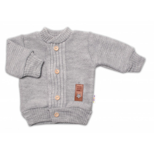 5-dielna pletená sada Baby Nellys, Boy, body, nohavice, sveter, čiapka, motýlik - šedá