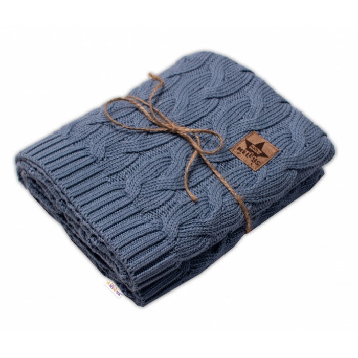 Bambusová detská pletená deka Baby Nellys, vzor pletený vrkoč, 80 x100 cm, jeans Bambusová detská pletená deka Baby Nellys, vzor pletený vrkoč, 80 x100 cm, jeans