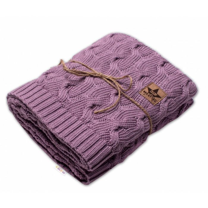 Bambusová detská pletená deka Baby Nellys, vzor pletený vrkoč, 80 x100 cm, levanduľová Bambusová detská pletená deka Baby Nellys, vzor pletený vrkoč, 80 x100 cm, levanduľová