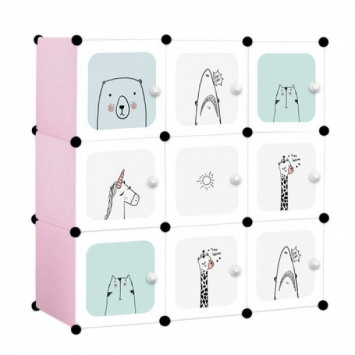 Modulačná skriňa/regál na hračky Eco Toys zvieratká - biela/mätová/ružová Modulačná skriňa/regál na hračky Eco Toys zvieratká - biela/mätová/ružová