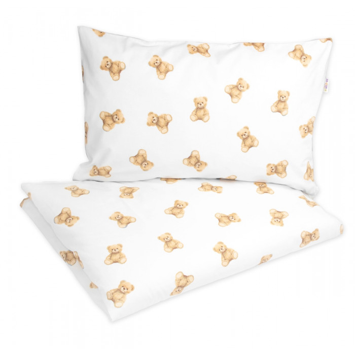 Detské obliečky, bavlna 2D 140x200/70x80 - Míša - biela s potlačou