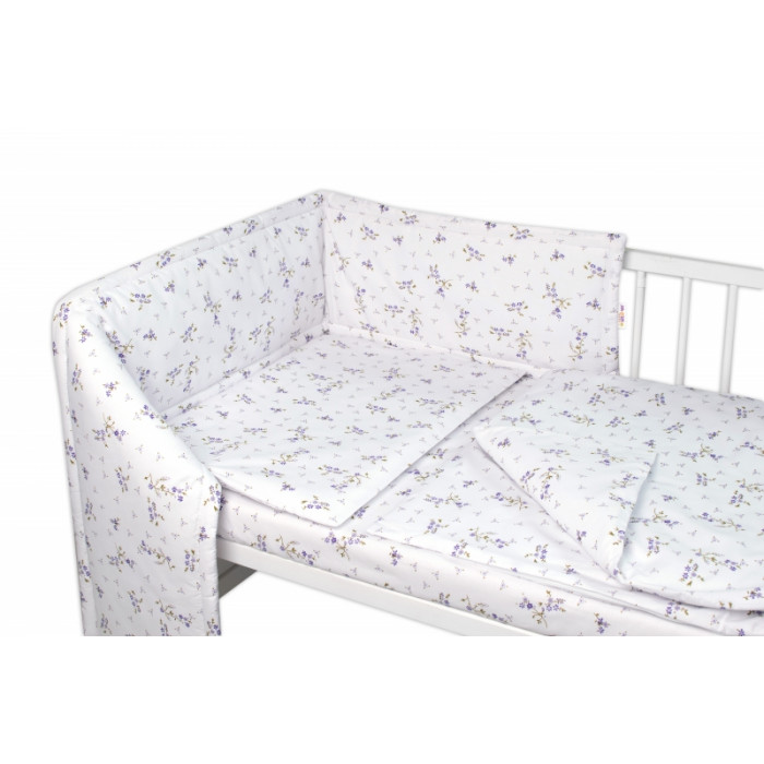 Mantinel s obliečkami, 3dielna sada Levanduľa, Baby Nellys, biela/fialová, 135x100 cm Mantinel s obliečkami, 3dielna sada Levanduľa, Baby Nellys, biela/fialová, 135x100 cm