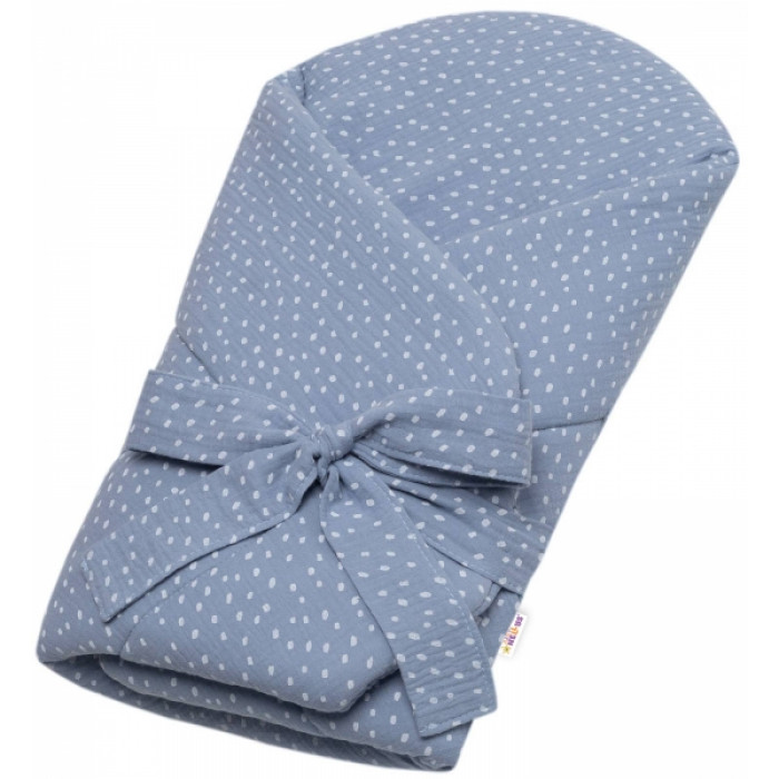 Mušelinová zavinovačka s výstužou na zaväzovanie DOTS Baby Nellys 75x75cm, jeans Mušelinová zavinovačka s výstužou na zaväzovanie DOTS Baby Nellys 75x75cm, jeans