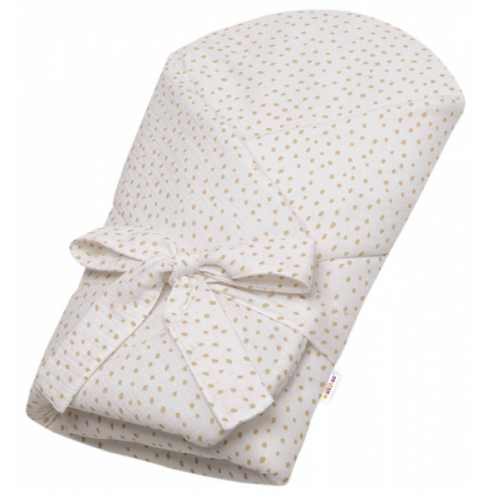 Mušelinová zavinovačka s výstužou na zaväzovanie DOTS, Baby Nellys 75x75cm, biela Mušelinová zavinovačka s výstužou na zaväzovanie DOTS, Baby Nellys 75x75cm, biela