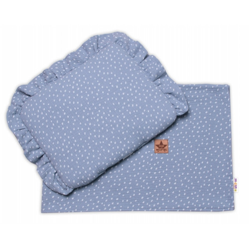Mušelinová sada DOTS 30x35cm, 95x95cm, 2D letná, Baby Nellys, jeans
