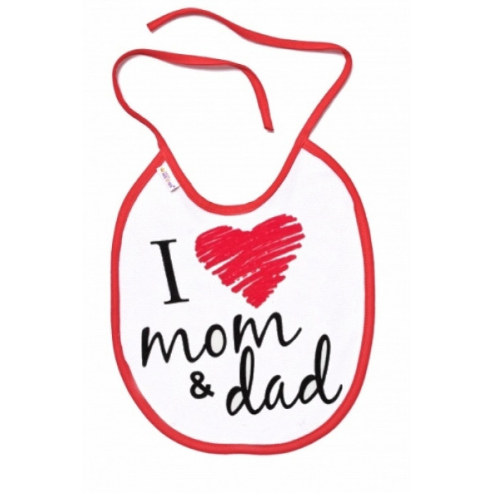 Nepremokavý podbradník, 24 x 27 cm - I love mom & dad, Baby Nellys - červený Nepremokavý podbradník, 24 x 27 cm - I love mom & dad, Baby Nellys - červený