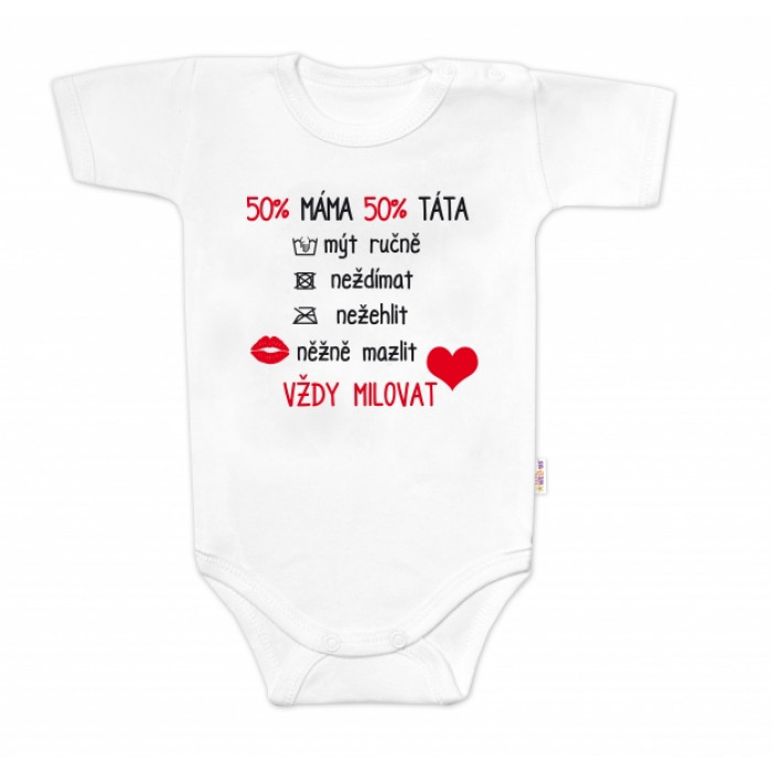 Body krátky rukáv s vtipným textom Baby Nellys, Vždy Milovat - biele, veľ. 86 Body krátky rukáv s vtipným textom Baby Nellys, Vždy Milovat - biele, veľ. 86