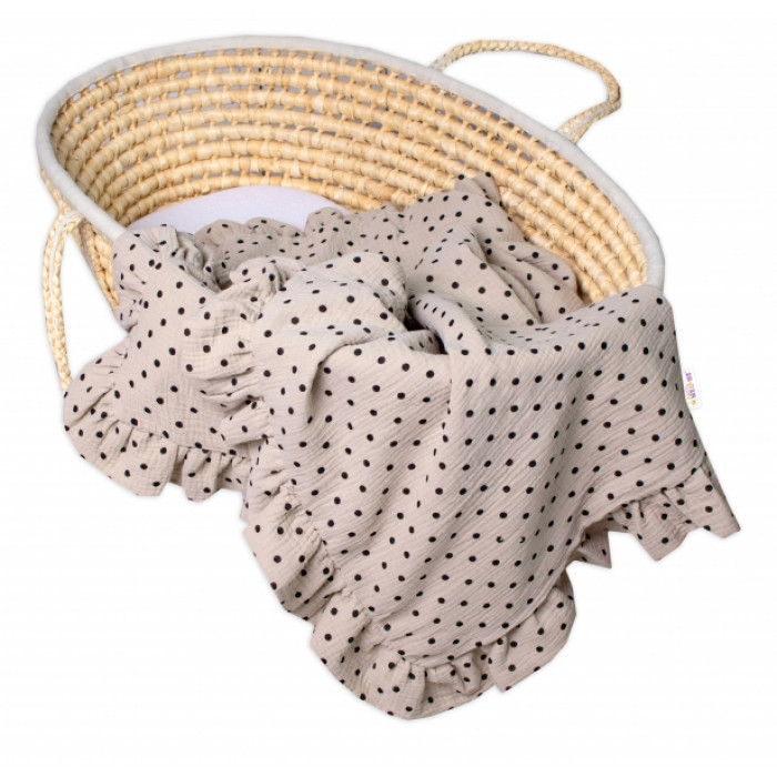 Luxusná dvojvrstvová mušelínová deka s volánikmi, Bodka,Baby Nellys 120x120 cm, cappuccino Luxusná dvojvrstvová mušelínová deka s volánikmi, Bodka,Baby Nellys 120x120 cm, cappuccino
