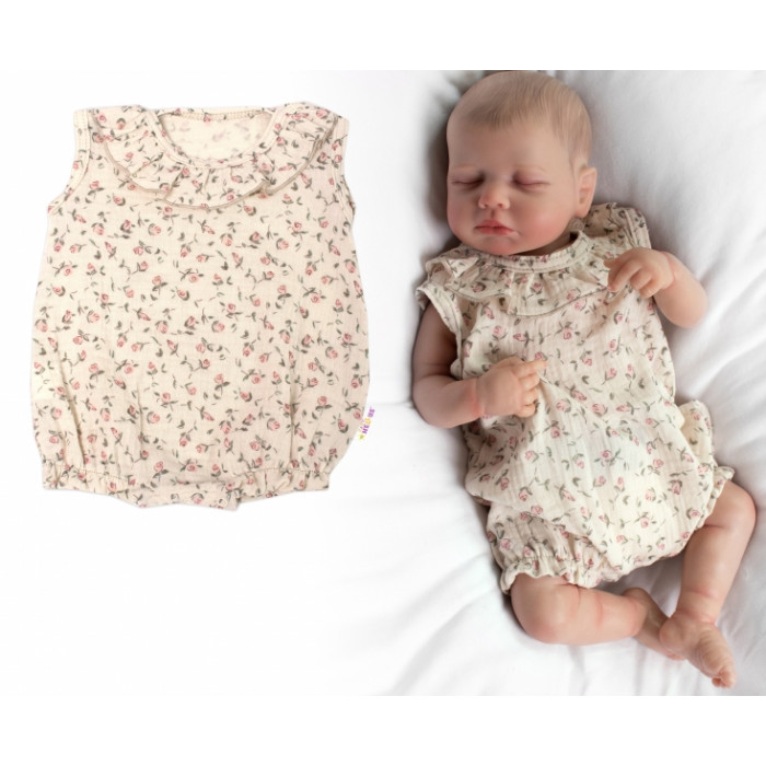 Body s nohavičkami, mušelín, Růžička, Baby Nellys - ecru, veľ. 86 Body s nohavičkami, mušelín, Růžička, Baby Nellys - ecru, veľ. 86