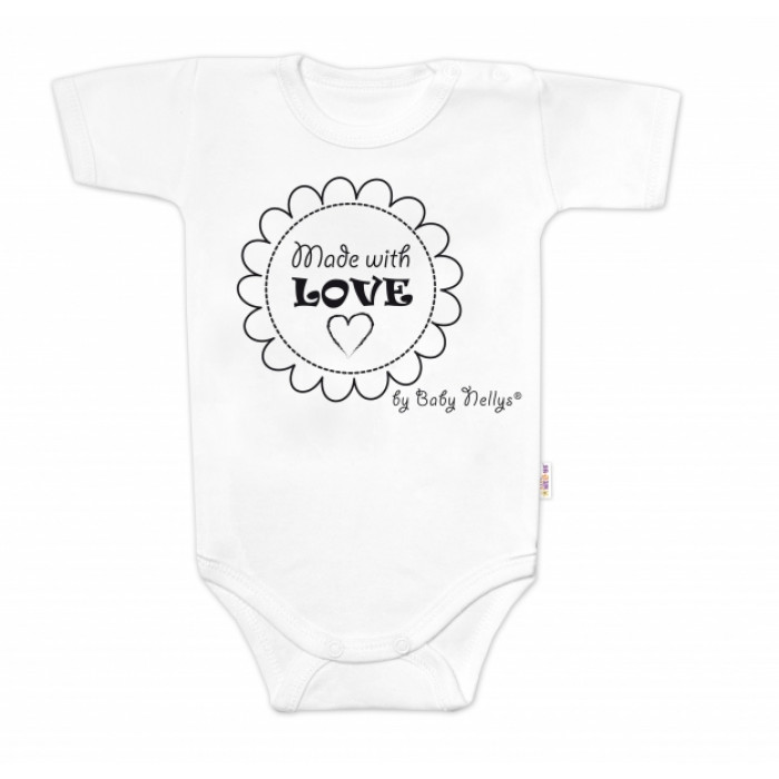 Body krátky rukáv Baby Nellys, Made with love - biele, veľ. 80 Body krátky rukáv Baby Nellys, Made with love - biele, veľ. 80