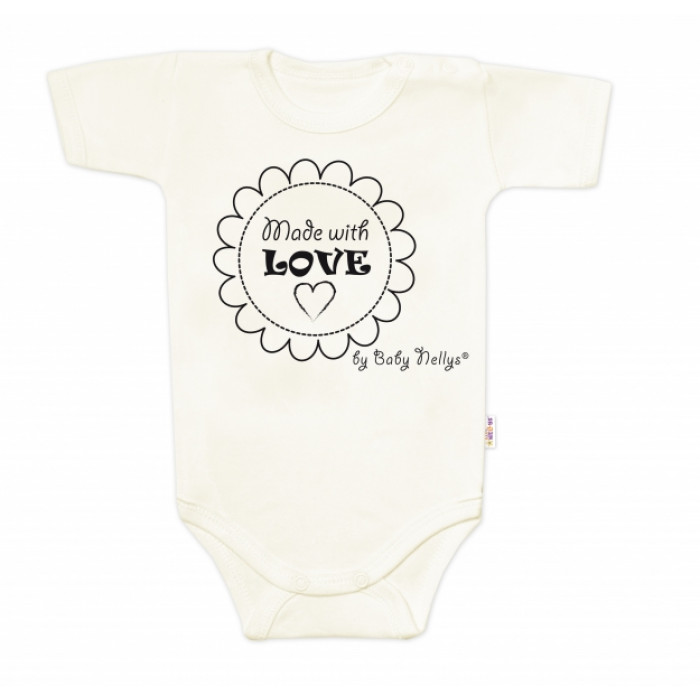 Body krátky rukáv Baby Nellys, Made with love, ecru, veľ. 68 Body krátky rukáv Baby Nellys, Made with love, ecru, veľ. 68